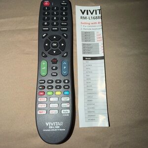 Vivitar Universal LCD/LED Remote Control RM-L1688 Netflix Hulu Prime Google
